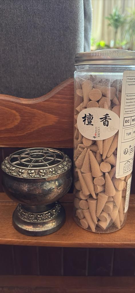 Zilver platad potje met incense, Ophalen of Verzenden, Zo goed als nieuw, Overige materialen, Minder dan 25 cm