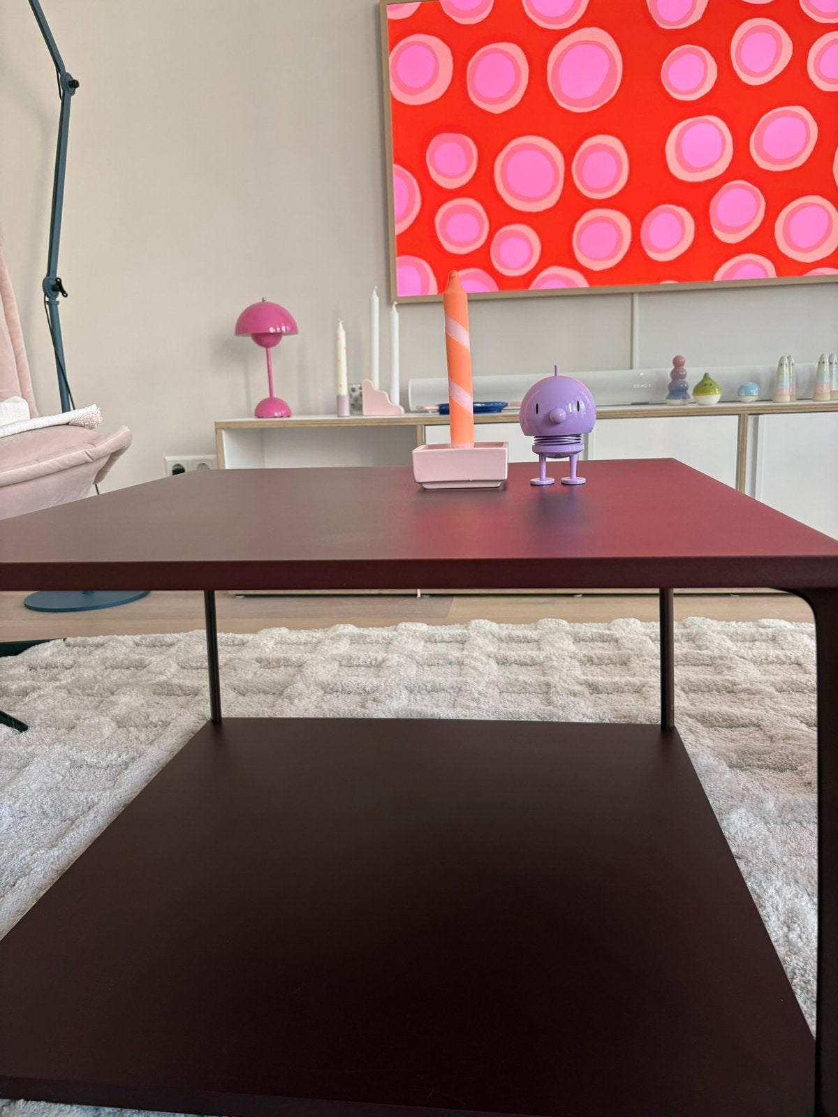 Hay Eiffel salontafel bordeaux rood 65 cm- 65cm, Ophalen, Zo goed als nieuw, Rechthoekig, 50 tot 100 cm