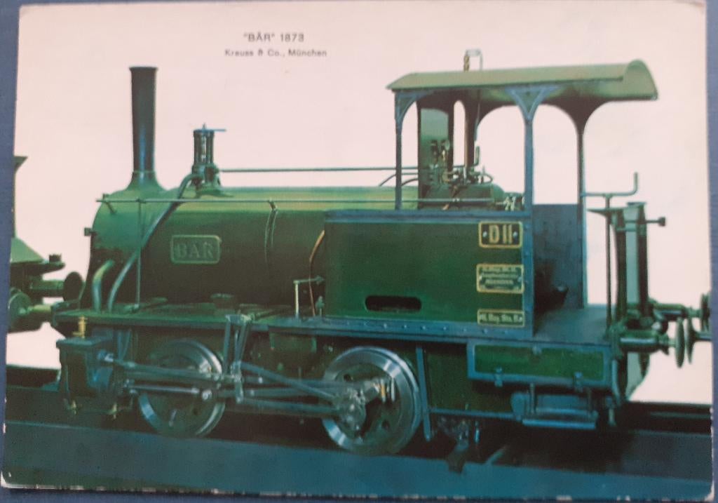 Ansichtkaart Treinen Bar 1873, Ophalen of Verzenden, 1960 tot 1980, Gelopen, Voertuig