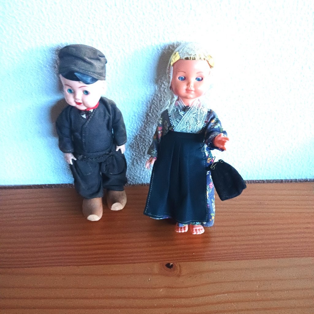 Vintage Hollandse Klederdracht Poppen - Jongen en Meisje, Ophalen of Verzenden