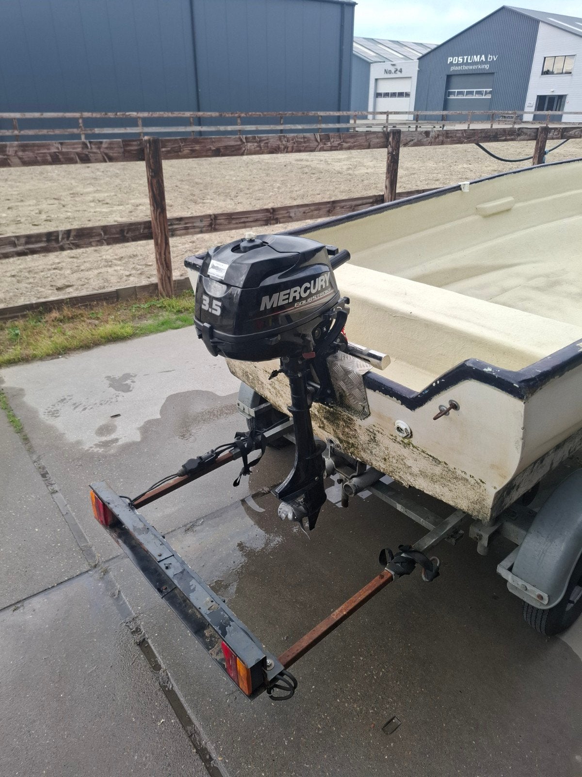 bij bootjemet 3.5pk Mercury  SUMMERSALE!!, Watersport en Boten, Sloepen, Ophalen, Consoleboot, Kussenset, Buitenboordmotor