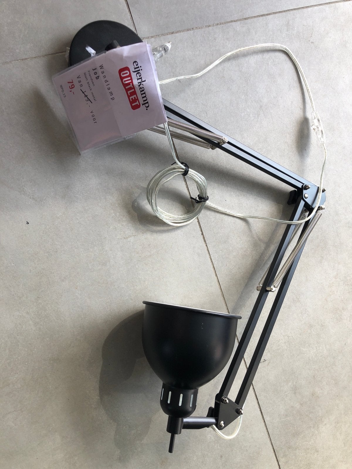 Eijerkamp Job Wandlamp - Mat Zwart Metaal, Zwart, Nieuw, Overige fittingen, Ophalen of Verzenden