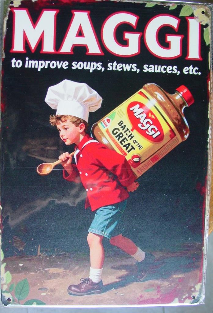 MAGGI REKLAME -METAAL-, Verzamelen, Merken en Reclamevoorwerpen, Ophalen of Verzenden, Gebruikt, Reclamebord