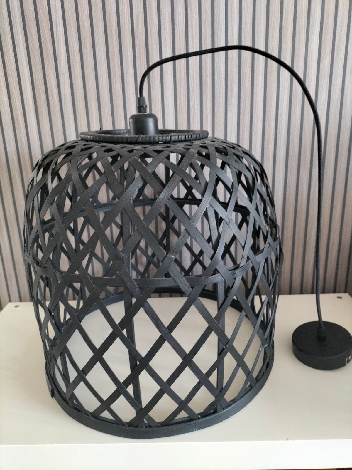 Zwarte bamboe hanglamp - Modern en sfeervol, Huis en Inrichting, Ophalen, Modern, Scandinavisch, Bohemien, Natuurlijk materiaal