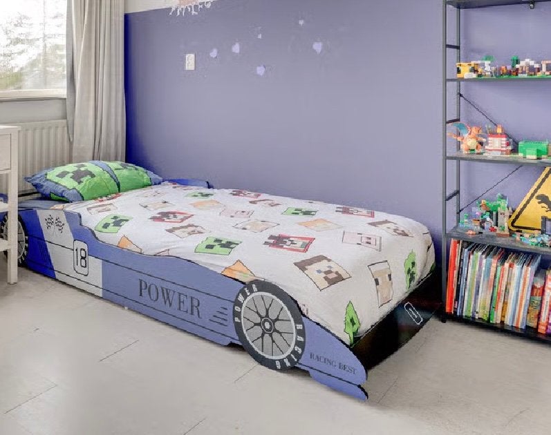 Race auto kinderbed met led verlichting, Ophalen, Zo goed als nieuw, 180 cm of meer, 85 tot 100 cm