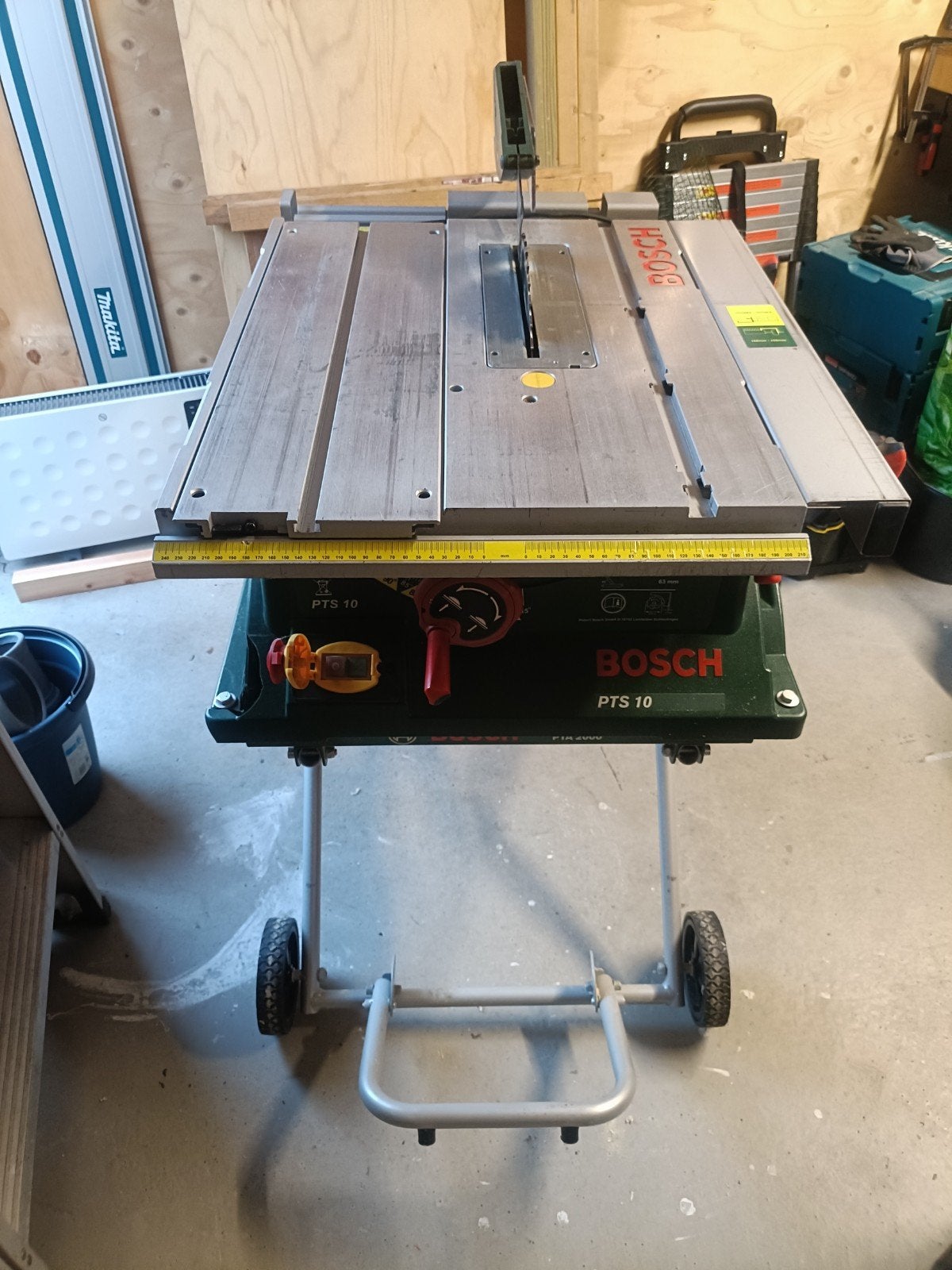 Bosch PTS 10 Tafelzaag met onderstel, Doe-het-zelf en Verbouw, Gebruikt, Cirkelzaag, 70 mm of meer, Ophalen of Verzenden