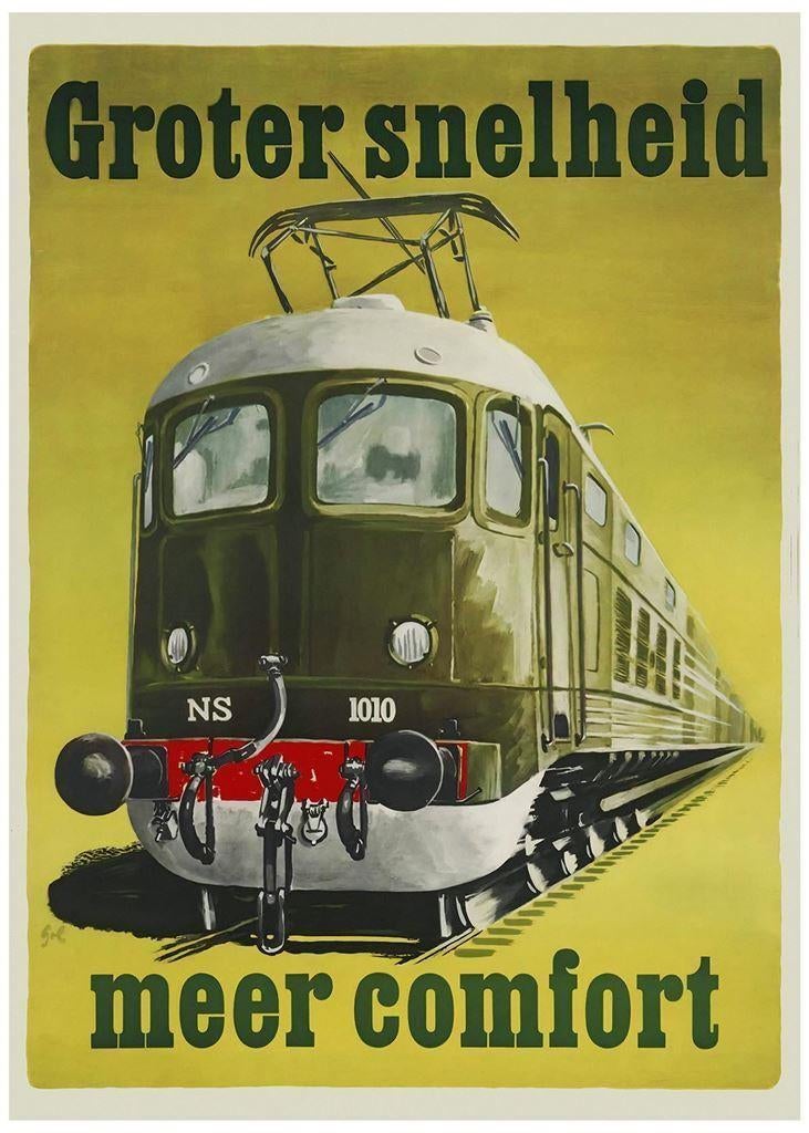 Nederlandse Spoorwegen Affiche Poster Art Deco, Verzenden, Nieuw, Tram, Overige typen