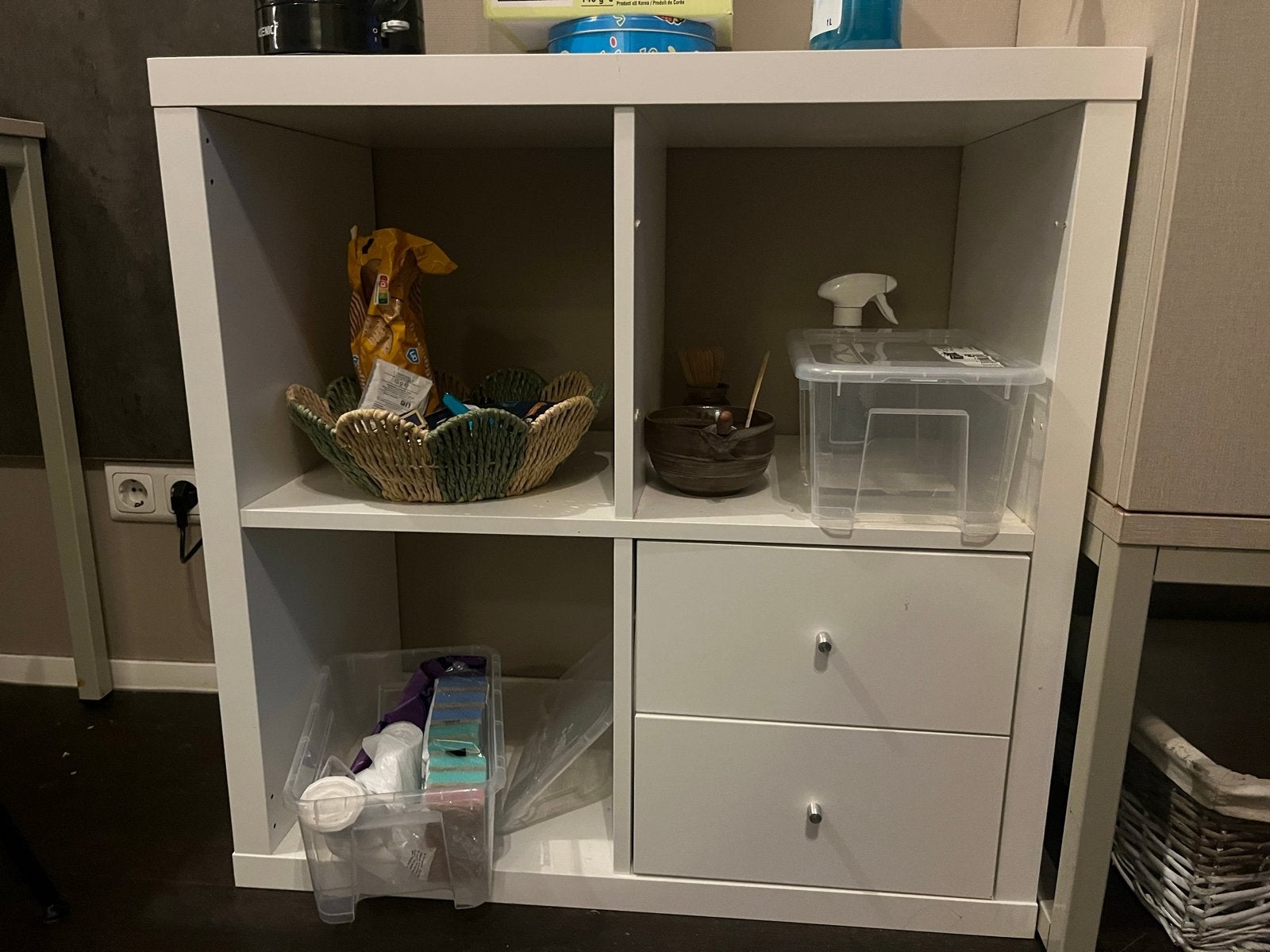Witte Kallax kast met lades - IKEA, Ophalen of Verzenden, Gebruikt