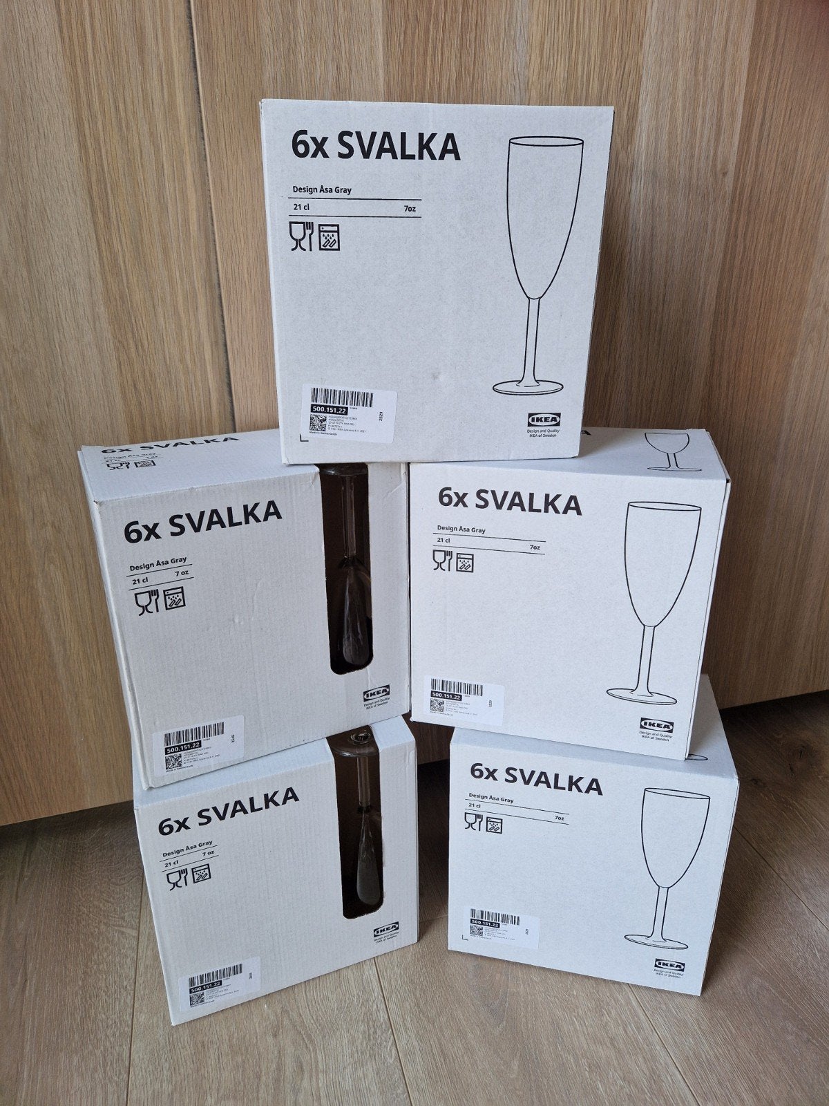 Champagneglazen IKEA SVALKA (5x6 stuks), Huis en Inrichting, Ophalen, Glas of Glazen, Overige stijlen, Glas