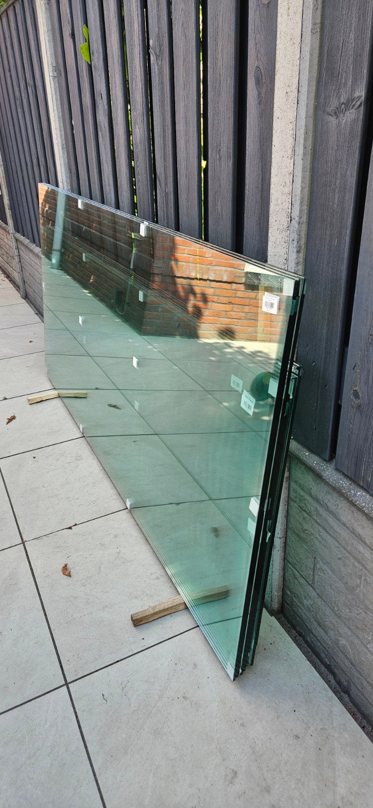 Glazen schuifwand/deur veranda 3x, Doe-het-zelf en Verbouw, Ophalen, Gebruikt, 120 tot 160 cm, Glasplaat
