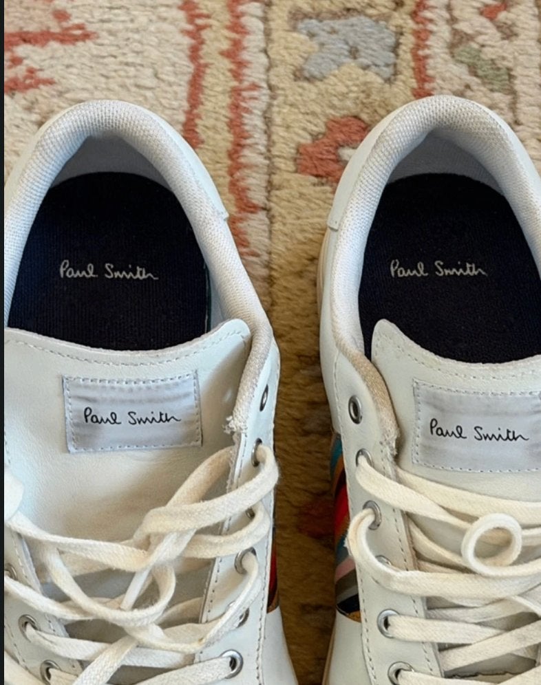 Paul Smith White Leather Swirl Sneakers, Paul Smith, Wit, Ophalen of Verzenden, Sneakers of Gympen