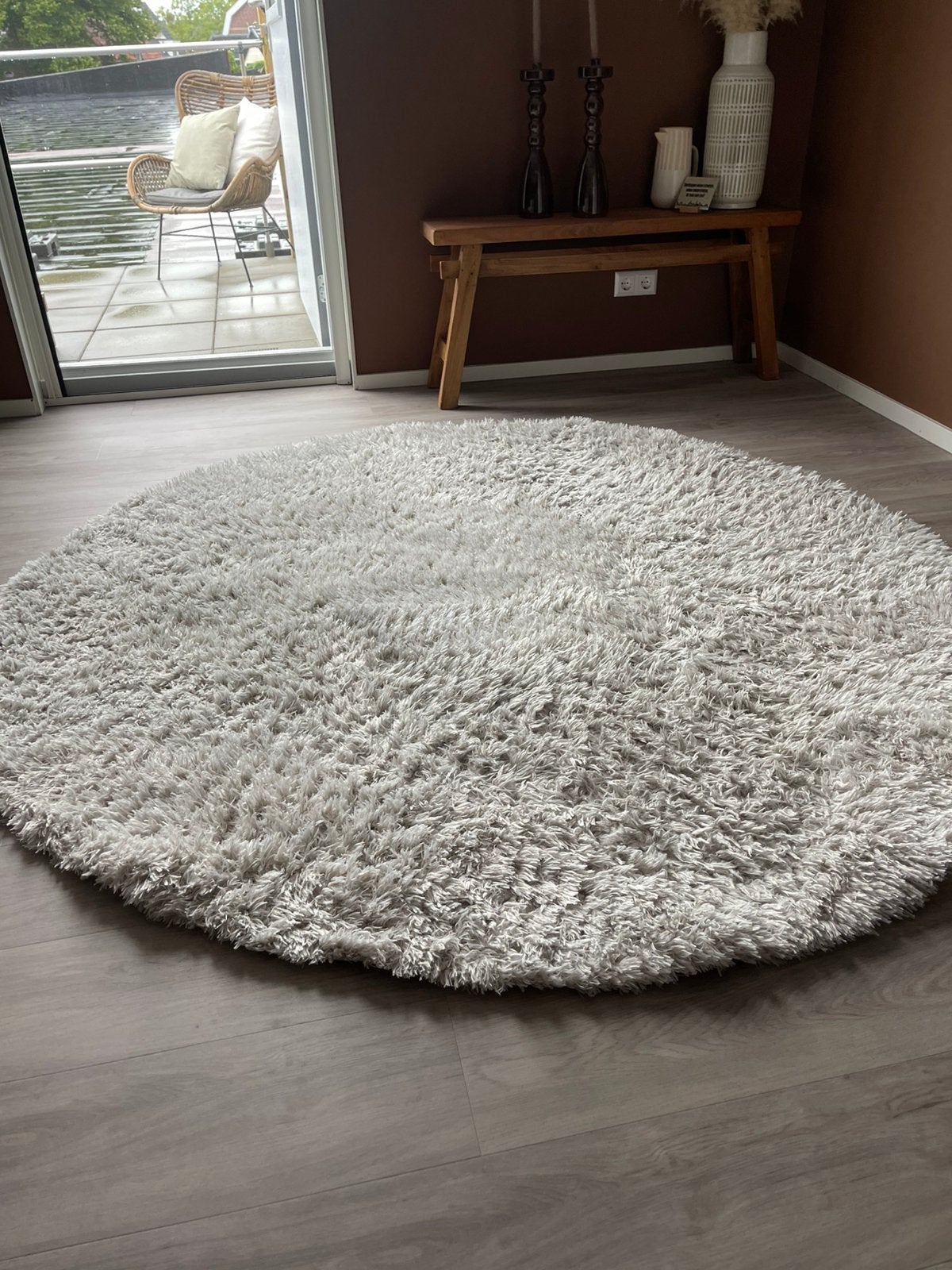 Rond hoogpolig vloerkleed, Huis en Inrichting, Stoffering | Tapijten en Kleden, Ophalen, Zo goed als nieuw, Rond, 200 cm of meer