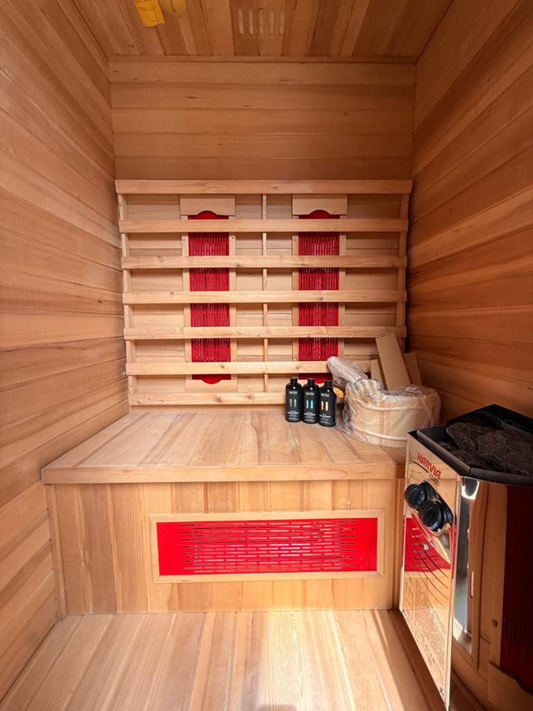 Combi Sauna (Fins + Infrarood) - GRATIS BEZORGING + MONTAGE, Ophalen of Verzenden, Zo goed als nieuw, Fins of Traditioneel, Complete sauna