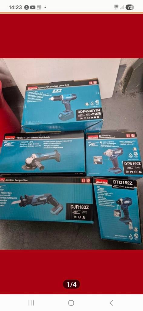 Makita set nieuw 5 machines lader en 2 keer 5ah, Ophalen, Nieuw
