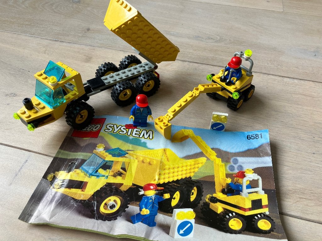 Lego System 6581: Dump Truck en Graafmachine, Lego, Ophalen of Verzenden, Inclusief instructies, Complete set
