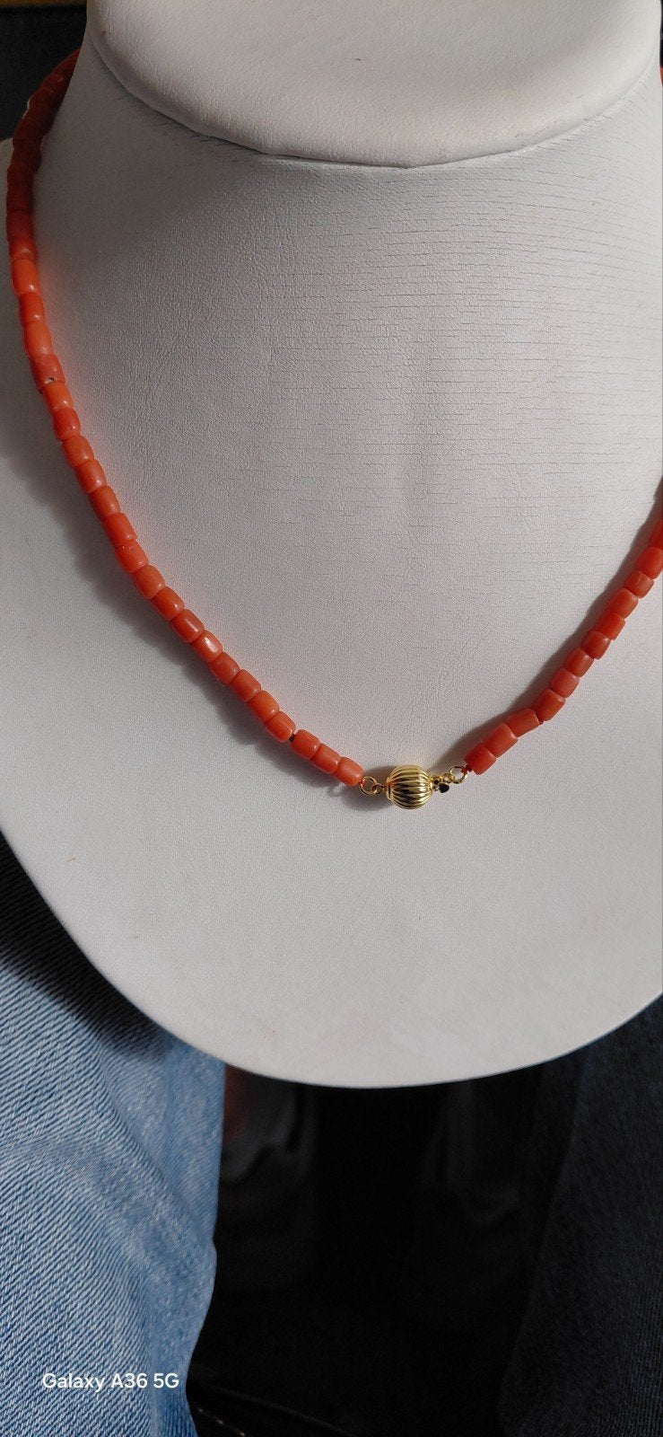 bloedkoraal ketting,43 cm,antiek, Sieraden, Tassen en Uiterlijk, Verzenden, Overige materialen, Ketting, Verguld
