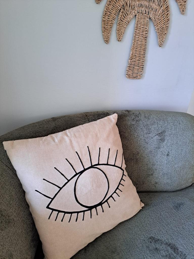 Beige oog kussen Sissy-Boy 45x45 cm, Ophalen of Verzenden, Zo goed als nieuw, Beige, Vierkant