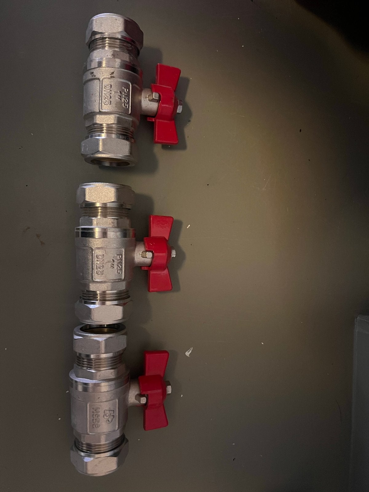 3 nieuwe kogelkranen 1" / 25mm, Doe-het-zelf en Verbouw, Buizen en Afvoer, Ophalen, Overige materialen, Overige typen, Nieuw