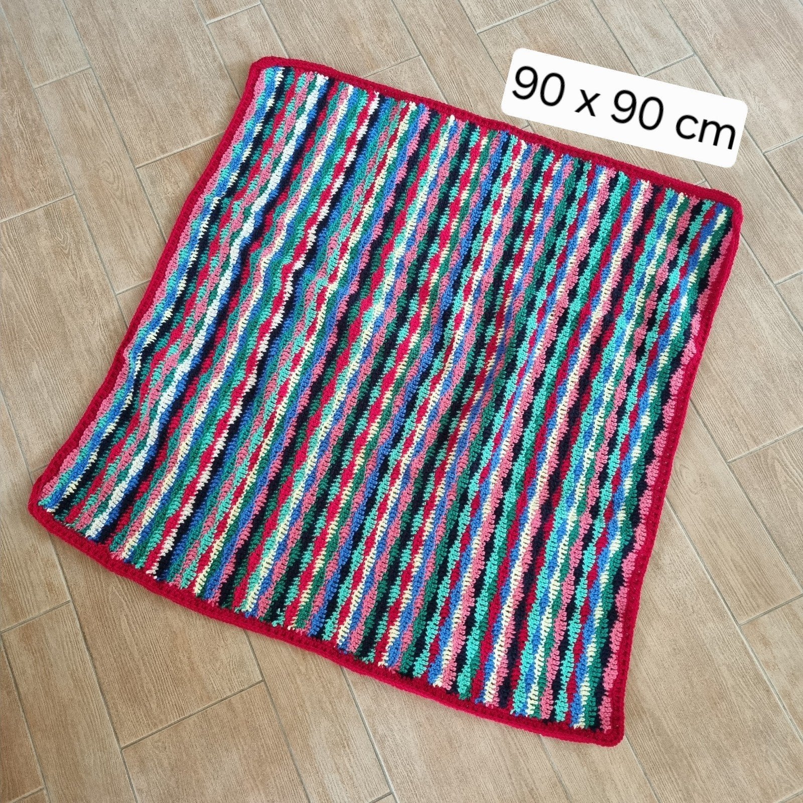 Zelf gehaakt katoenen dekentje 90x90 cm - Kleurrijk en uniek, Ophalen of Verzenden, Nieuw, Haken, Overige typen