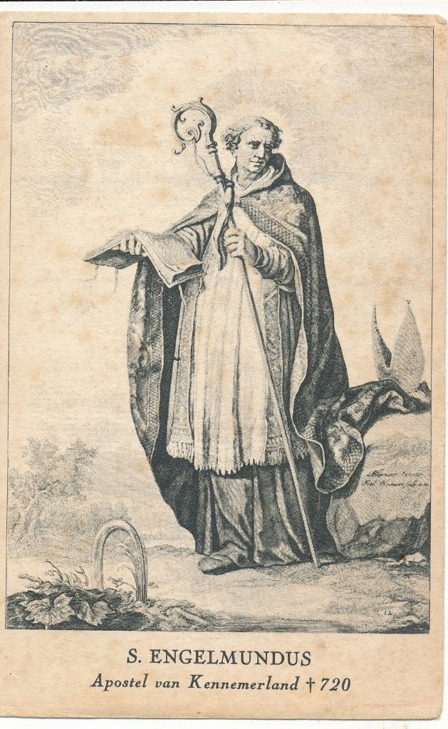 Oud Devotieprentje van H. Engelmundus, Ophalen of Verzenden, Gebruikt, Kaart of Prent, Christendom | Katholiek