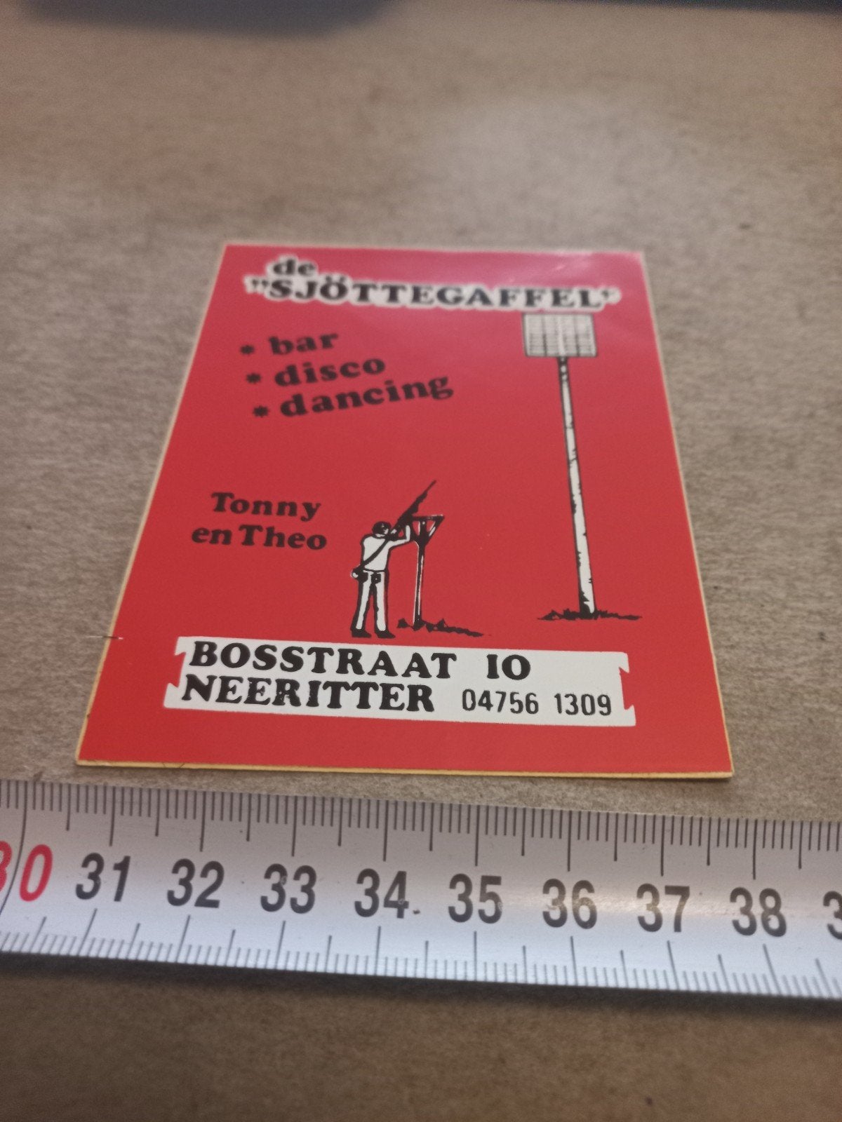Vintage sticker'De Sjöttegaffel' Neeritter, Ophalen of Verzenden, Gebruikt
