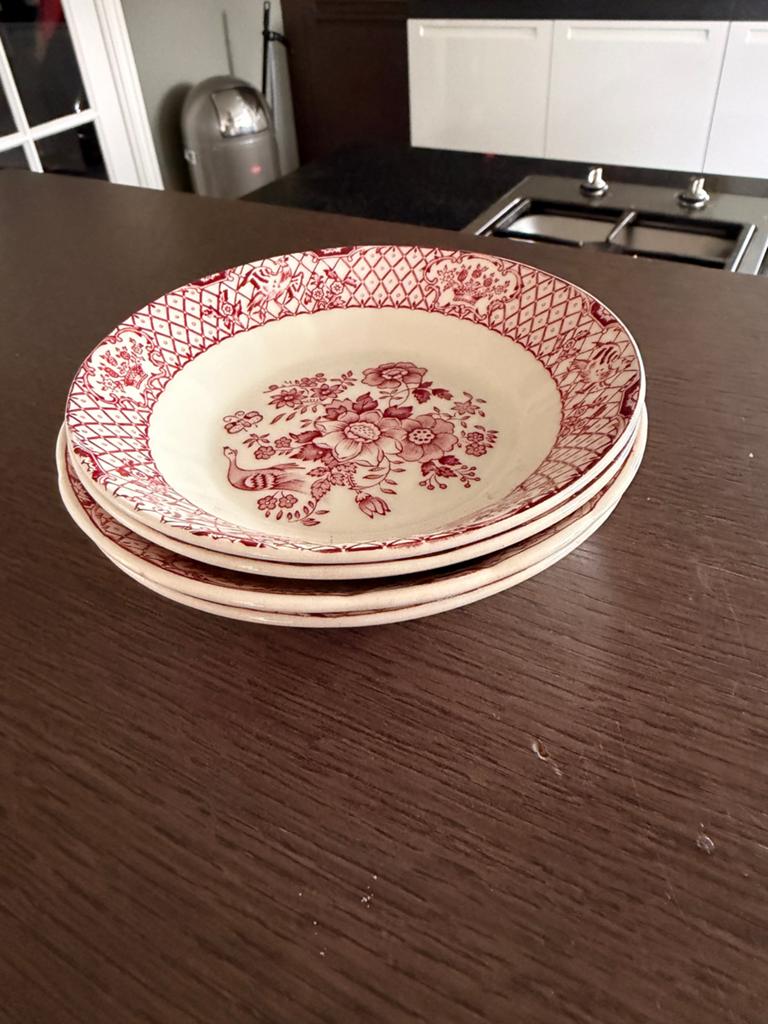 Set van 4 Mason's Ironstone Stratford bakjes, rood/wit, Ophalen of Verzenden