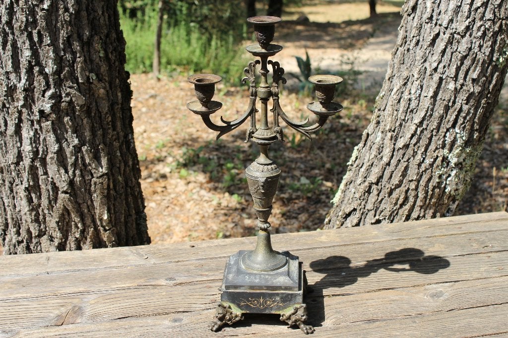 Brocante - Statige antieke kandelaber, Louis XVI-stijl!, Ophalen of Verzenden, Koper of Brons