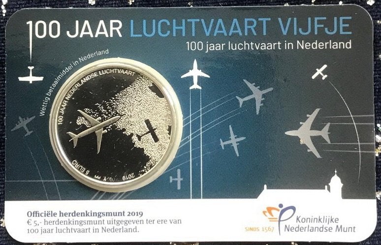 Nederland - 5 euro coincard - 100 jaar Luchtvaart Vijfje, Postzegels en Munten, Verzenden, Koning Willem I, Euro's, Setje