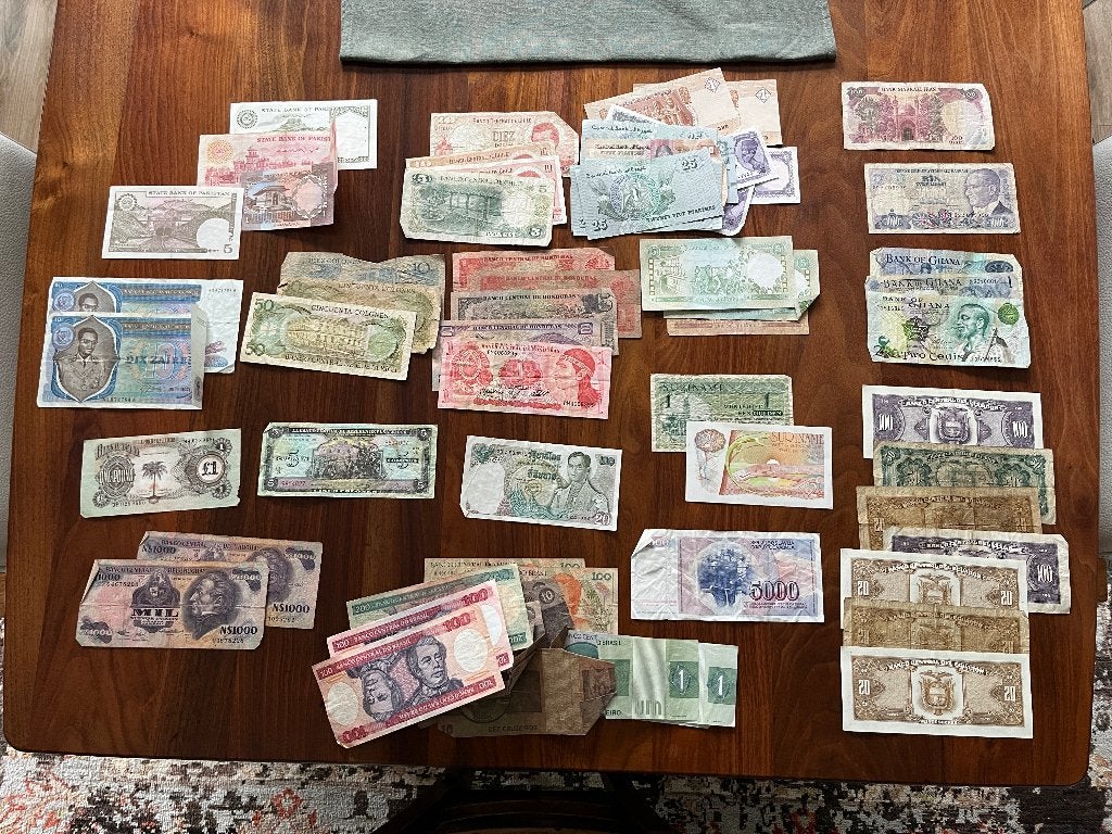 Verzameling oude buitenlandse bankbiljetten, 17 landen, Ophalen of Verzenden, Buitenland, Bankbiljetten