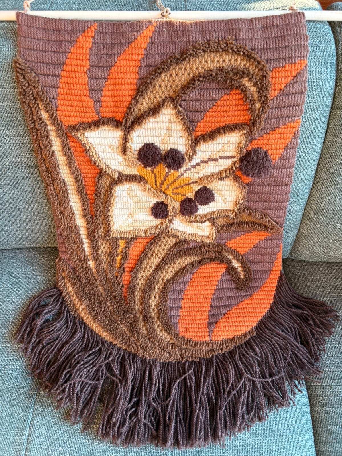 Prachtig vintage jaren 70 wandkleed, handgemaakt, Huis en Inrichting, Woonaccessoires | Wanddecoraties, Gebruikt, Vintage, Wandkleed