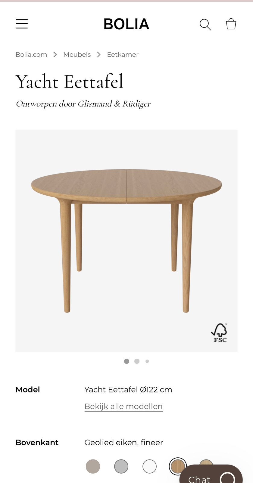 Bolia Yacht tafel diameter 122 (uitschuifbaar 172 en 222 cm), Ophalen, Zo goed als nieuw, Ovaal