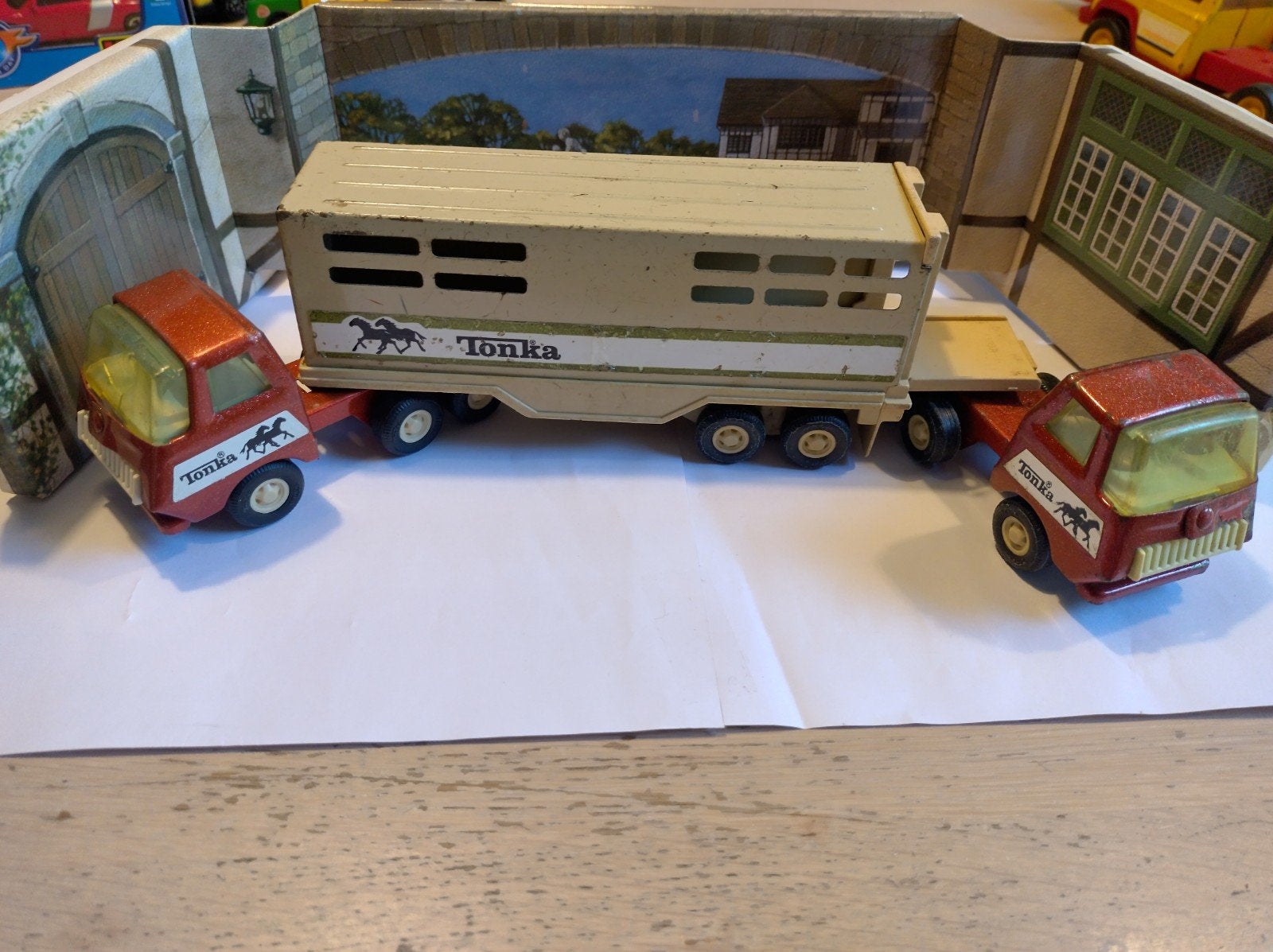 Tonka Paarden Vrachtwagen met Trailer - Vintage Speelgoed, Ophalen of Verzenden, Gebruikt