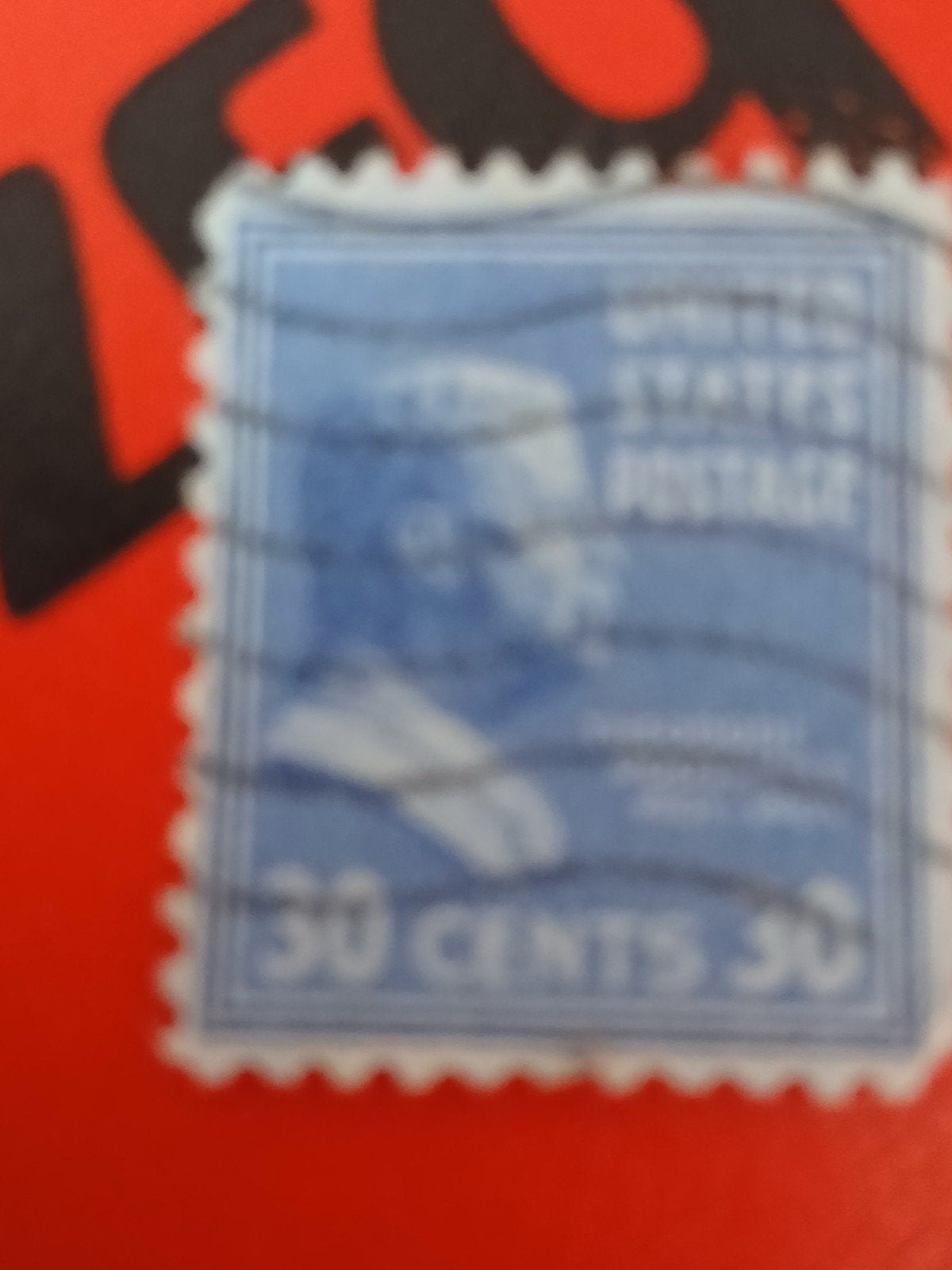 Amerikaanse postzegel 30 cent, gebruikt, Ophalen of Verzenden, Voor 1920, Gelopen, Buiten Europa