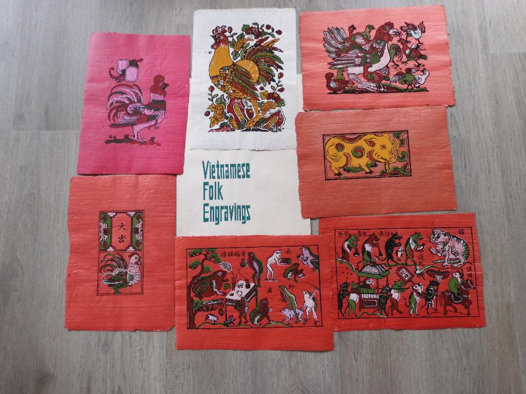 Houtsneden Vietnam, 7 st, Ophalen of Verzenden