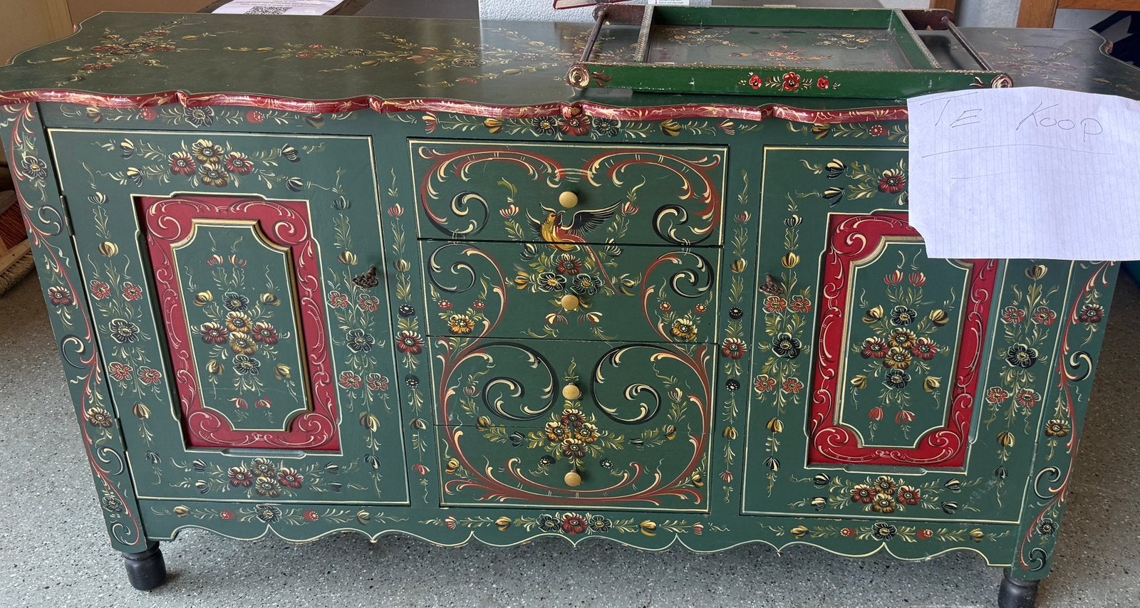 Groot Hindeloopens Dressoir - Handgeschilderd, Antiek en Kunst, Ophalen