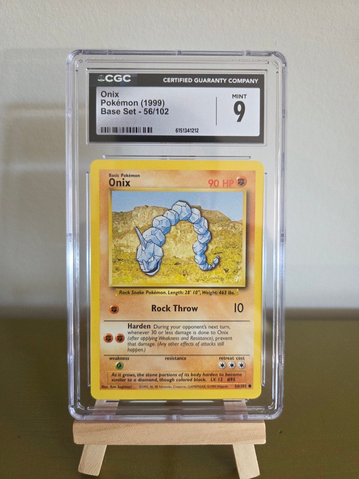 Onix Pokémon (1999) Base Set - 56/102 CGC MINT 9, Ophalen of Verzenden, Zo goed als nieuw, Losse kaart