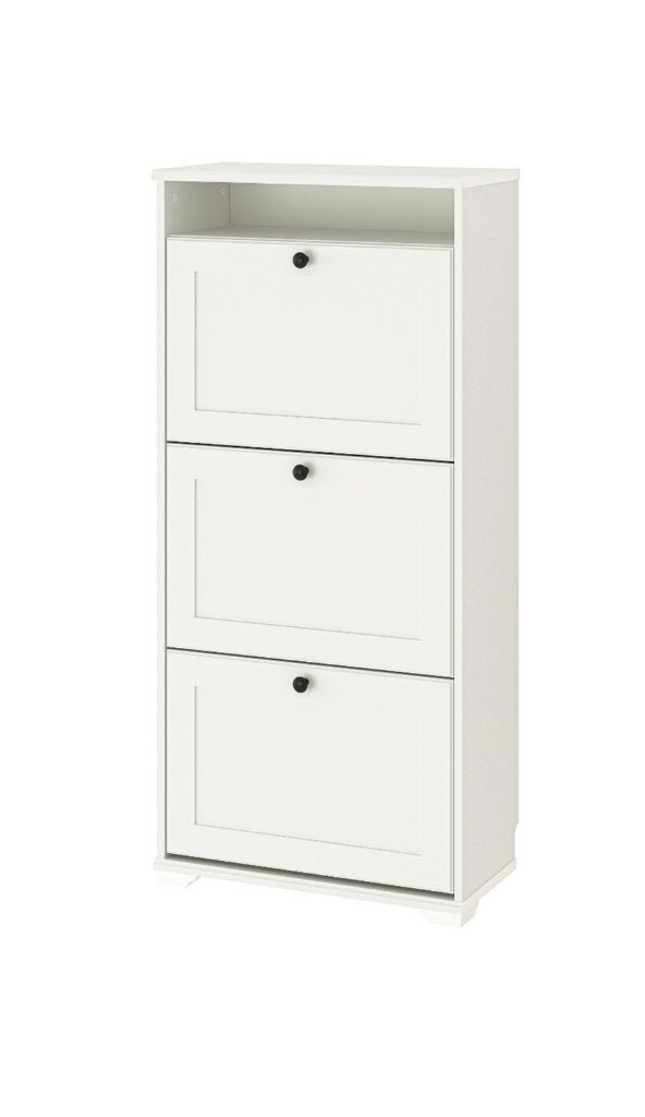 Witte schoenenkast met 3 vakken - IKEA BRUSALI, Huis en Inrichting, Kasten | Schoenenkasten, Ophalen, Nieuw, Modern, functioneel