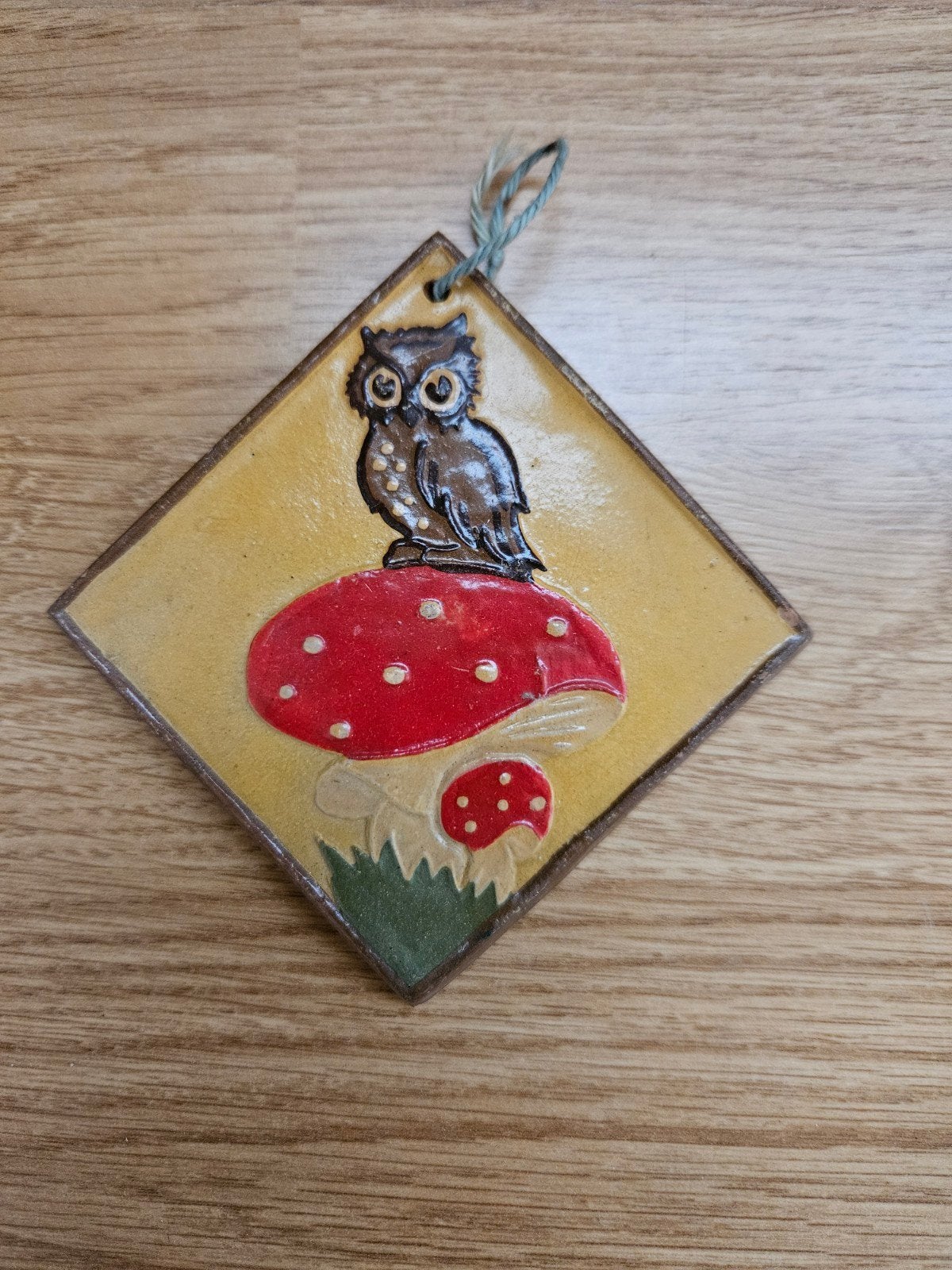 Vintage Keramiek Uil op Paddestoel Wanddecoratie, Ophalen