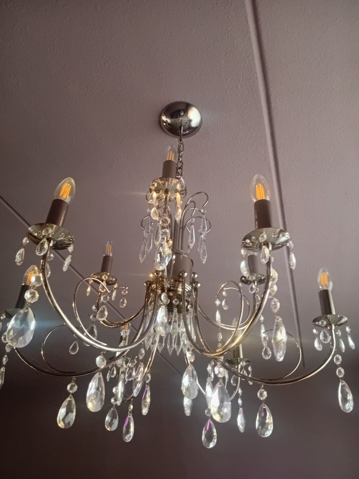 Luxe kristallen kroonluchter - zo goed als nieuw, Ophalen, Zo goed als nieuw, Glas