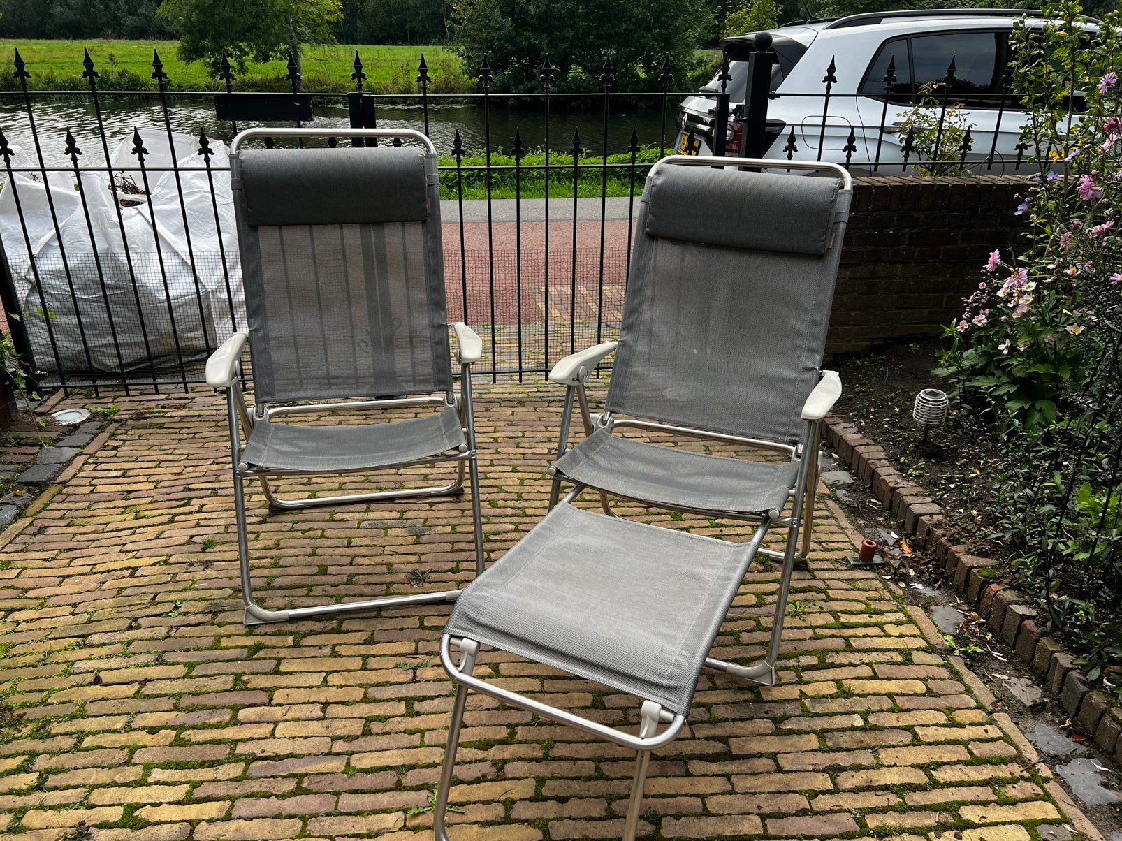 Kampeerstoelen verstelbaar 2 stuks laFuma, Ophalen, Gebruikt, Aluminium, Verstelbaar