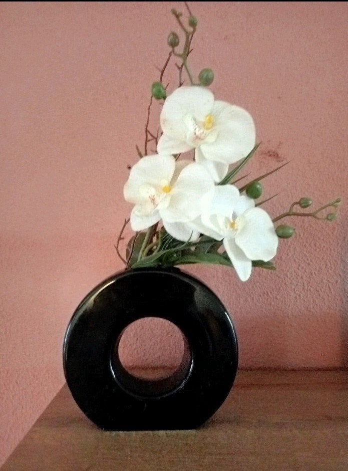Kunst orchidee met vaas, Binnen, 35 cm, Kunstbloem, Ophalen of Verzenden