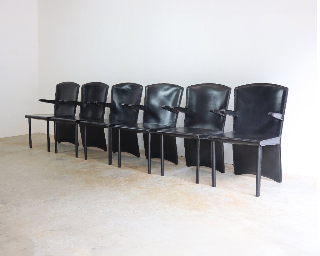 6x Zanotta Armida vintage stoelen design Andrea Branzi, Huis en Inrichting, Gebruikt, Molenakkerstraat 10b, Zwart, Ophalen of Verzenden