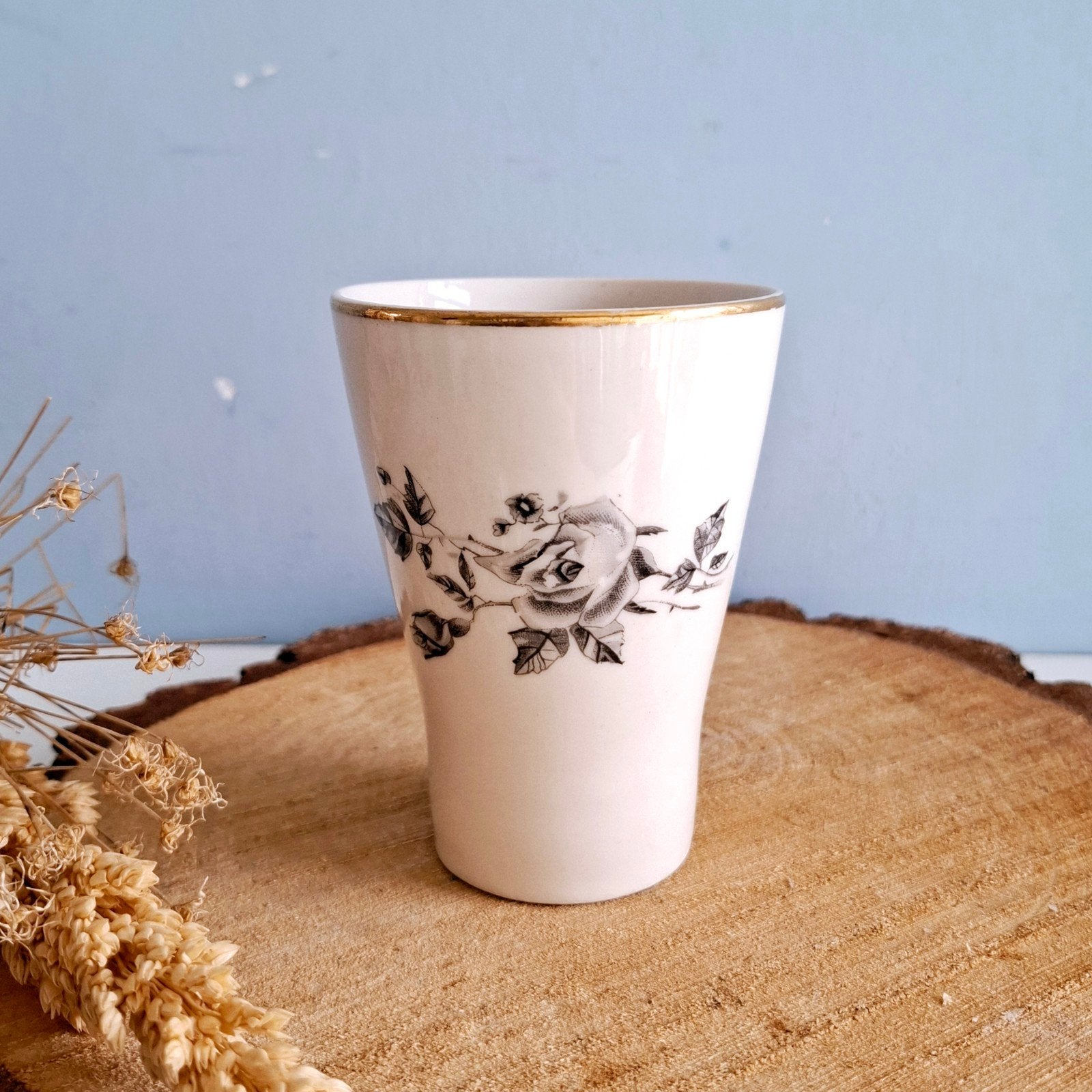 Chodziez Poland, vintage beker met zwarte roos, Ophalen of Verzenden