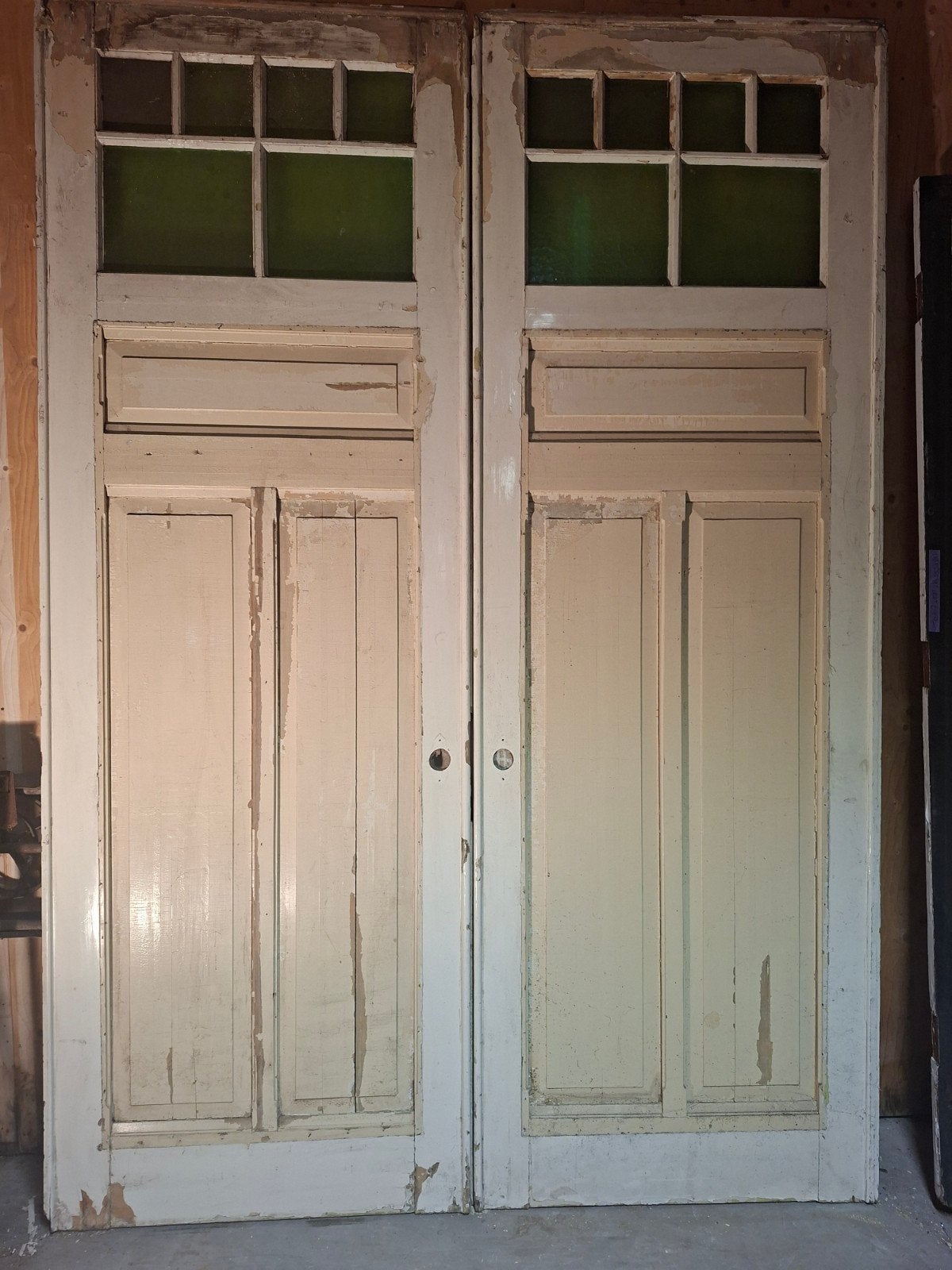 Prachtige hoge dubbele deurenset met unieke maten, Gebruikt, 215 cm of meer, Binnendeur, Glas
