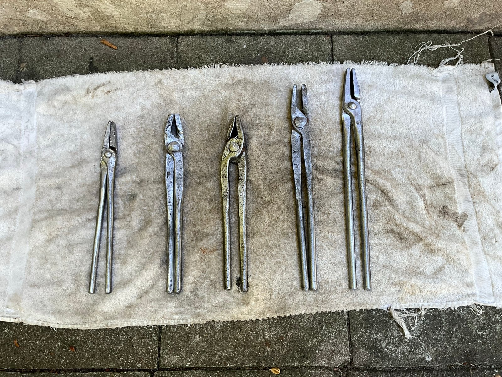 Set van 5 smeedtangen - Diverse maten, Ophalen of Verzenden, Gebruikt, Tang, Overige merken