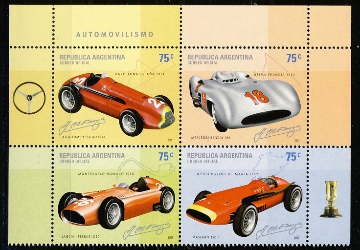 Argentinie 2682/85 Auto's 2001 postfris, Ophalen of Verzenden, Postfris, Auto's