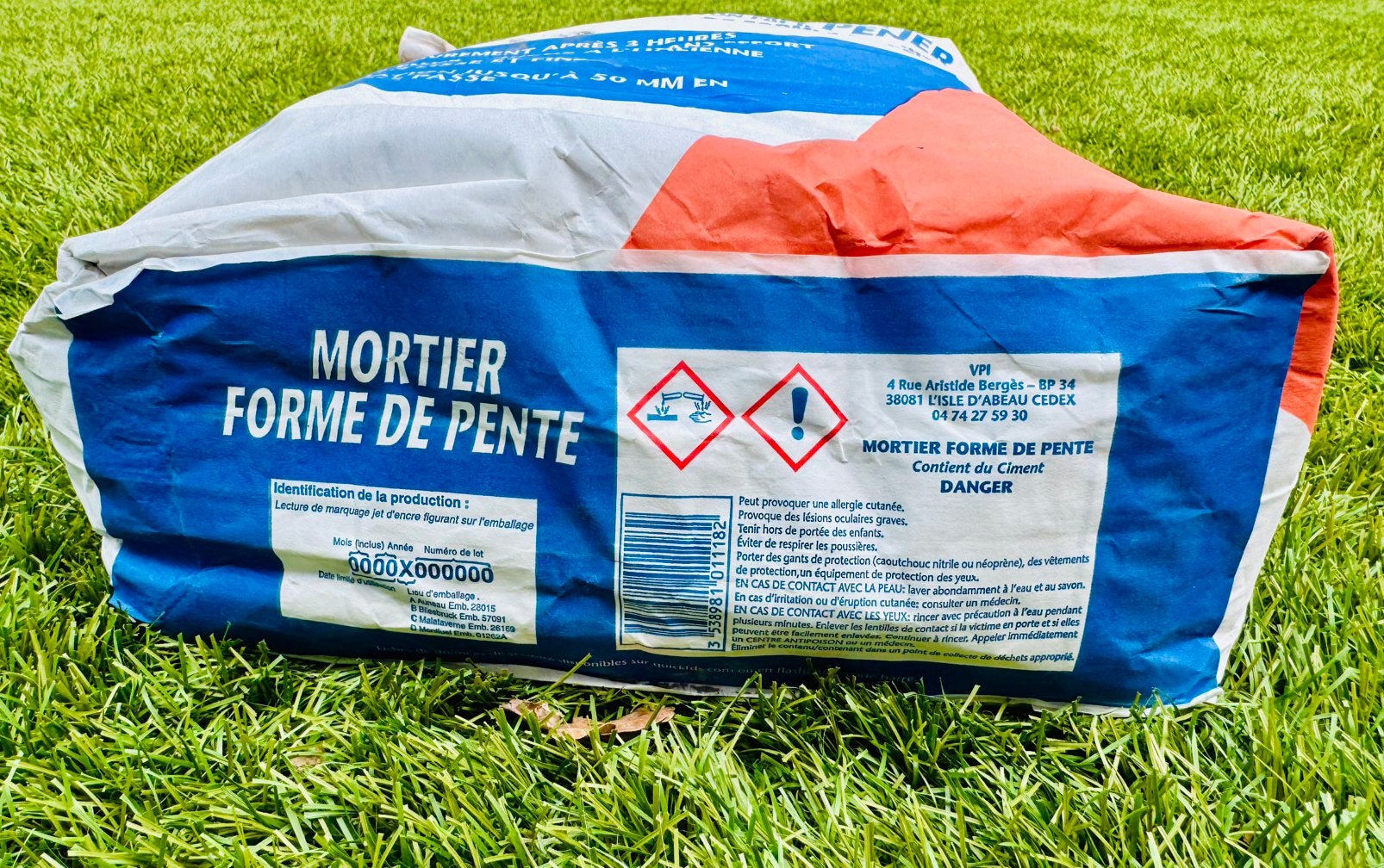 2 zakken VPI “Mortier Forme de Pente” – 25 kg per zak, Ophalen, Nieuw
