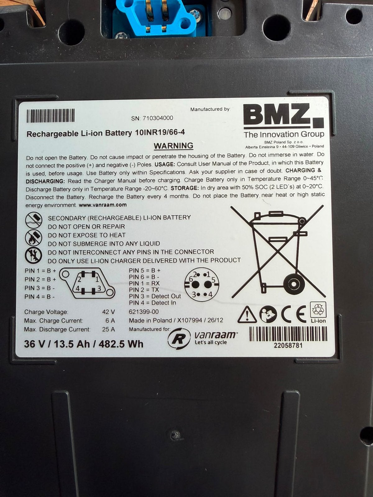 Foto 5 van Splinternieuwe van Raam accu fietsaccu slim 13,5Ah 482,5Wh