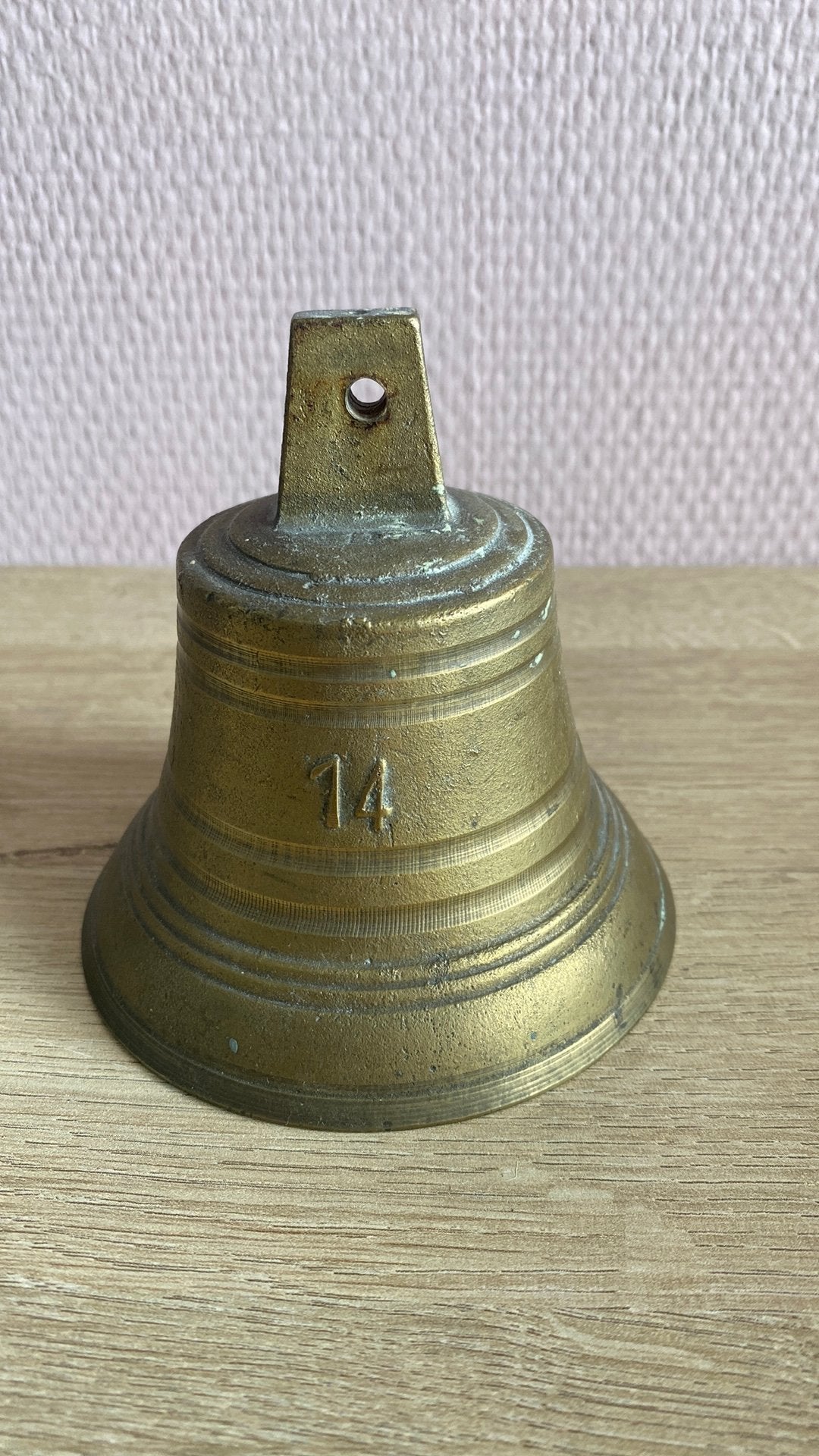 Antieke bronzen trekbel nr.14 - originele klepel, Ophalen of Verzenden