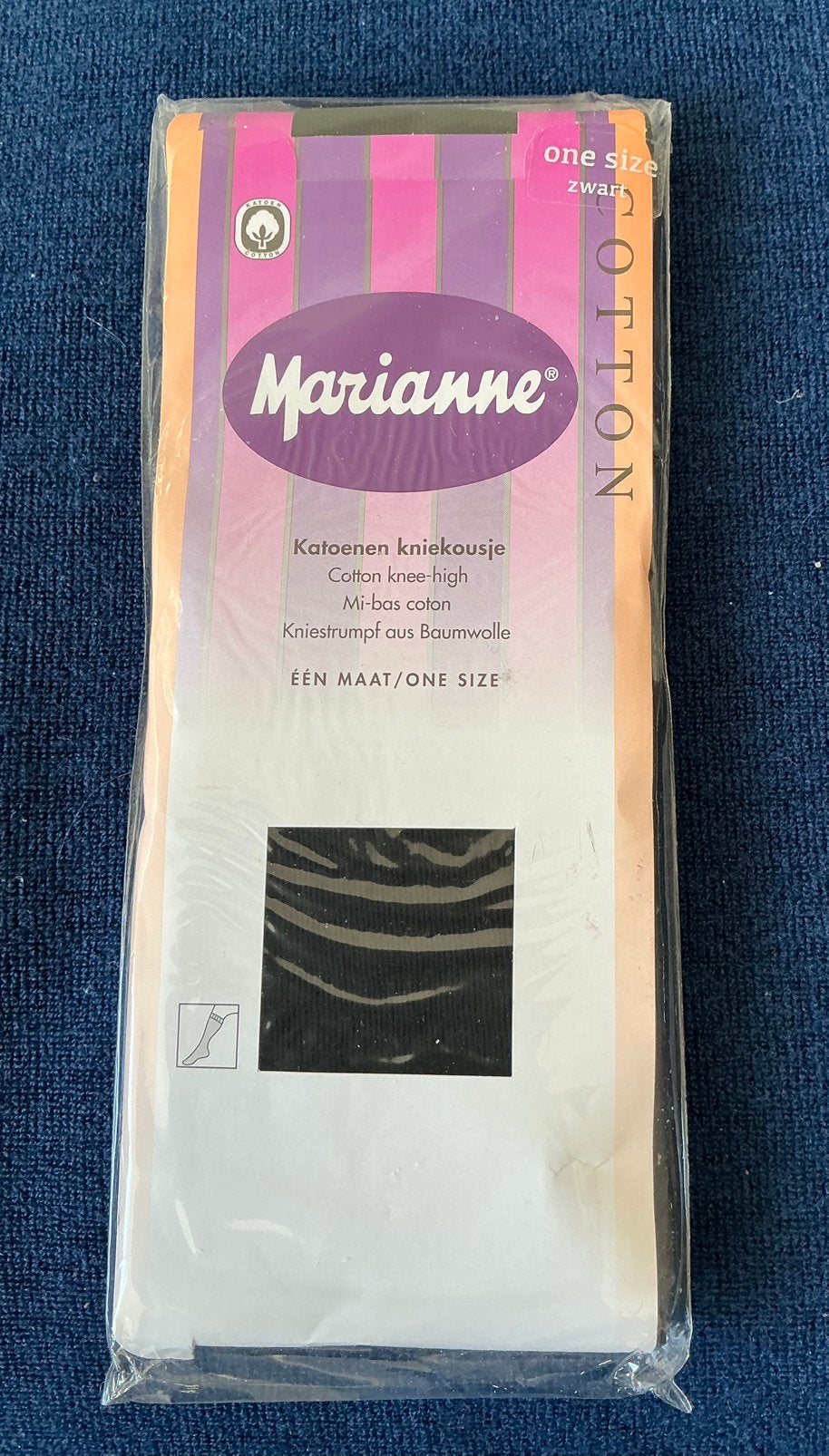 Marianne Katoenen Kniekousjes - Zwart - One Size 4 paar, Kleding | Dames, Ophalen of Verzenden, Nieuw, Overige maten, Zwart